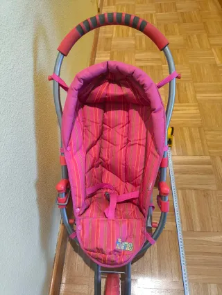 Silla de paseo para muñecas rosa de 3 ruedas plega