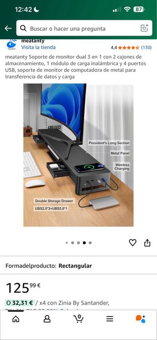 Soporte Monitor Dual Meatanty 3 en 1