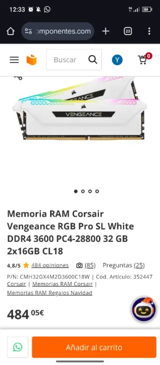 Memoria RAM Corsair Vengeance RGB PRO White DDR4