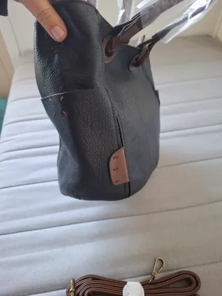 Bolso de mano Irene polipiel negro/marrón