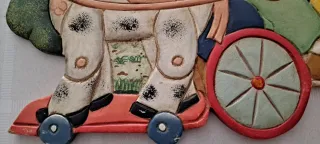 Cuadro Madera Tallada Infantil de ositos y caballo