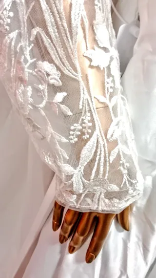 Vestido de Novia Blanco Encaje Manga Larga