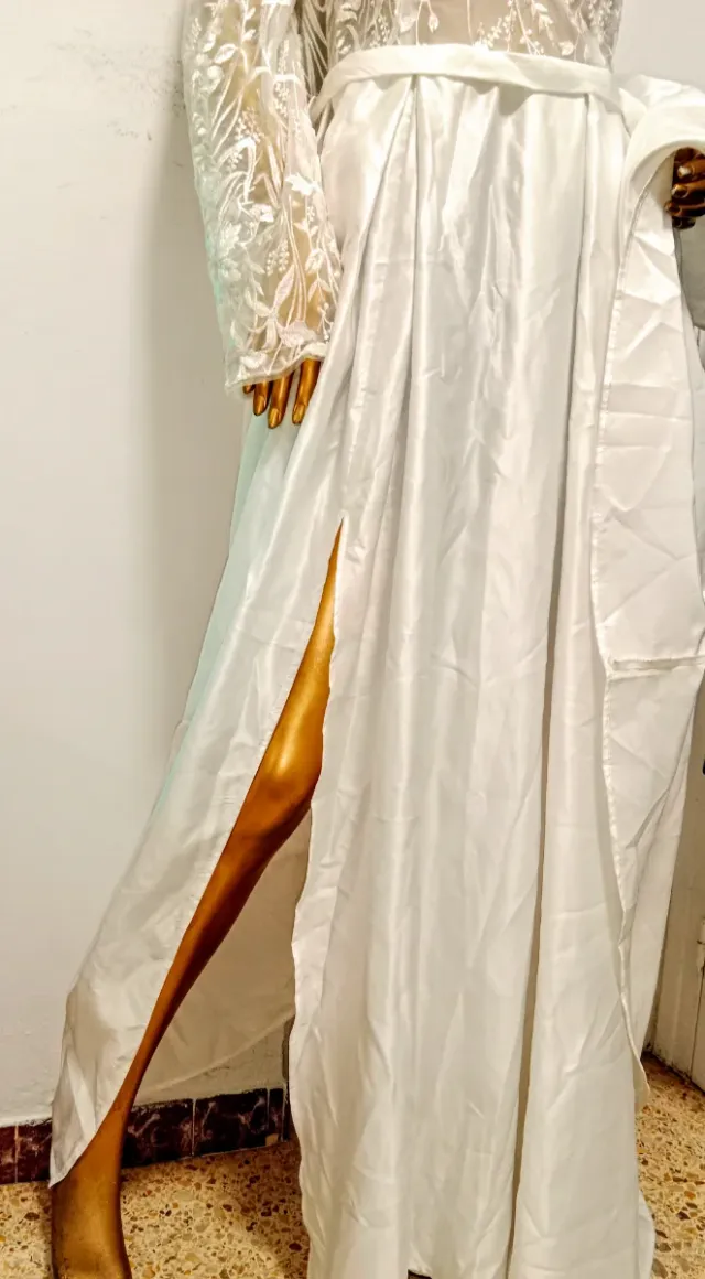 Vestido de Novia Blanco Encaje Manga Larga