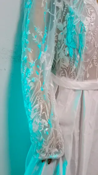 Vestido de Novia Blanco Encaje Manga Larga