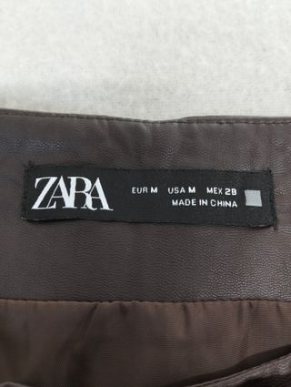 Gonna Zara effetto pelle marrone - Taglia M
