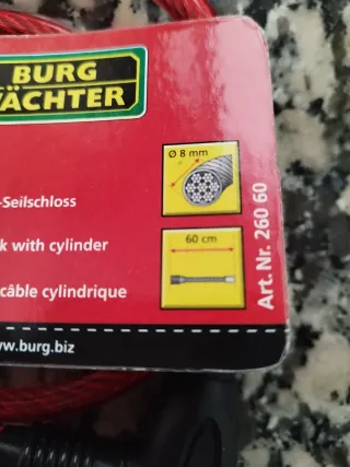 Candado Cable Burg Wachter Básico Rojo