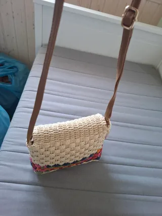 Bolso de hombro tejido multicolor rafia