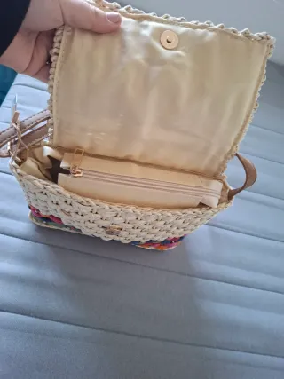 Bolso de hombro tejido multicolor rafia