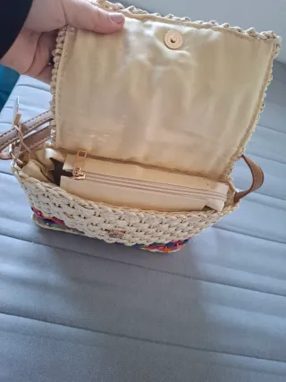 Bolso de hombro tejido multicolor rafia