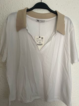Camiseta Polo Zara Blanca Talla L Nueva