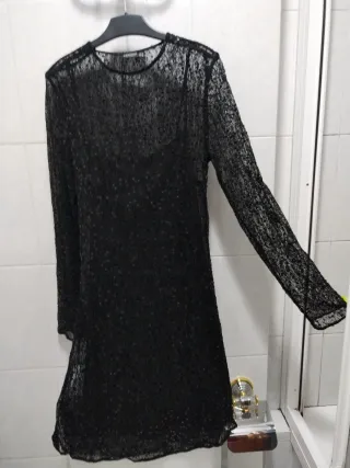 Vestido fiesta Stradivarius encaje lentejuelas M