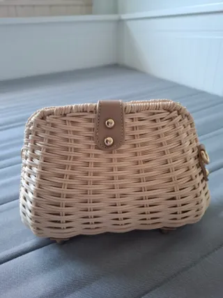 Bolso Mimbre Fiesta Beige/Marrón