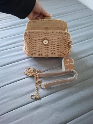 Bolso Mimbre Fiesta Beige/Marrón