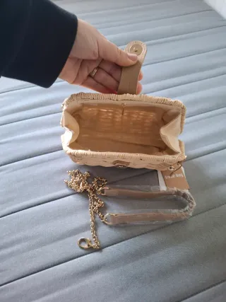 Bolso Mimbre Fiesta Beige/Marrón
