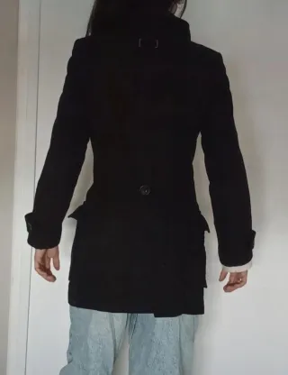 Abrigo Lana Zara Negro Mujer