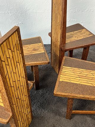 Sillas Brutalistas, Madera exótica. Años 80