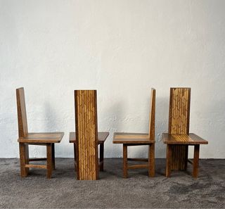 Sillas Brutalistas, Madera exótica. Años 80