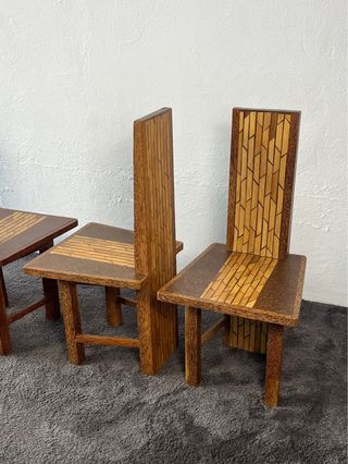 Sillas Brutalistas, Madera exótica. Años 80