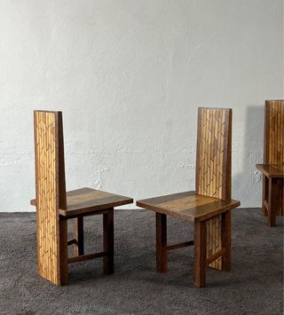 Sillas Brutalistas, Madera exótica. Años 80