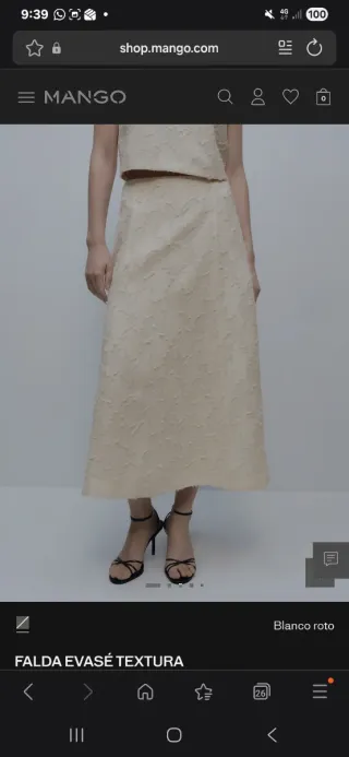 Falda Mango Blanca Talla L