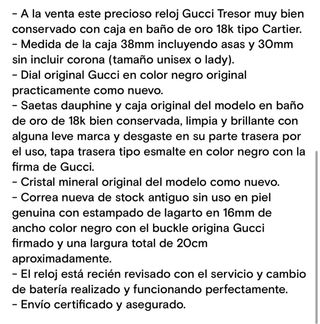 Reloj Gucci Tresor Black Dial