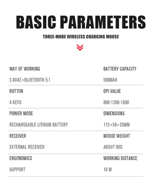 Ratón Inalámbrico Bluetooth 5.0 + 2.4GHz Recargabl