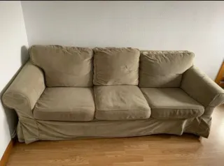 Sofá 3 Plazas Beige Tela