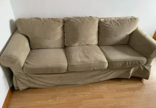 Sofá 3 Plazas Beige Tela