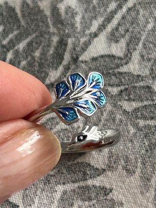 Anillo Plata Pavo Real Ajustable