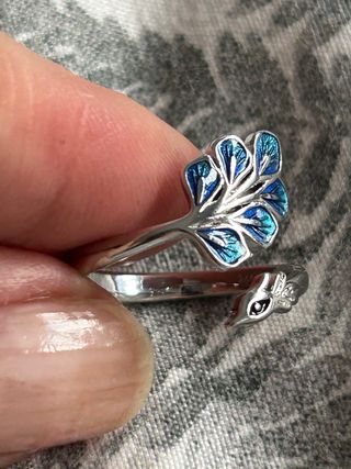Anillo Plata Pavo Real Ajustable
