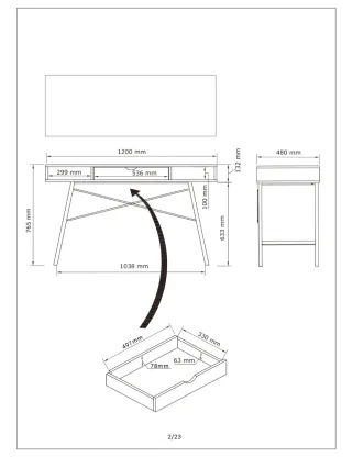 Mesa de escritorio ABBETVED, metal y madera