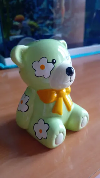 Hucha Osito Verde Flores