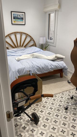 Cama Matrimonio Ratán y Madera