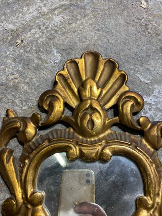 Antiguo espejo dorado madera tallada