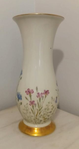 Jarrón Bavaria Porcelana Flores Doradas