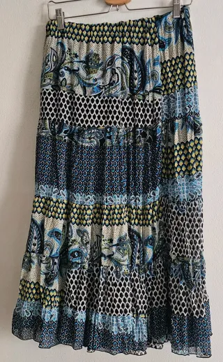 Falda larga estampada multicolor