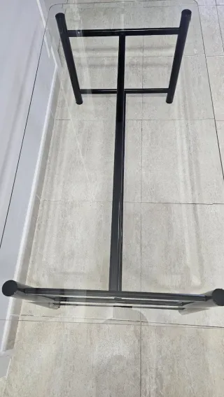 Mesa de centro cristal y metal