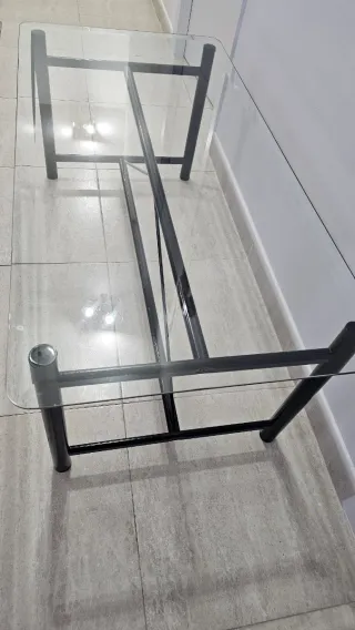 Mesa de centro cristal y metal