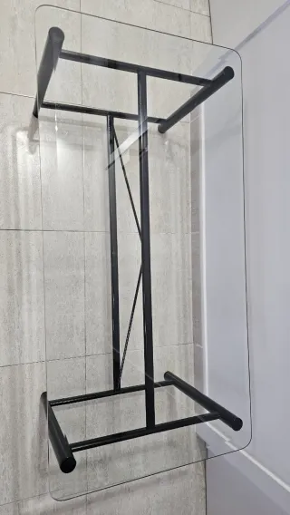 Mesa de centro cristal y metal