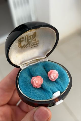 Pendientes Flor Coral Rosa y Oro 18k