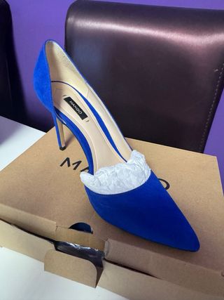 Zapatos tacón azul Mango Talla 36
