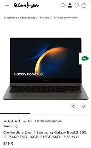Samsung Galaxy Book3 360 Convertible 2 en 1