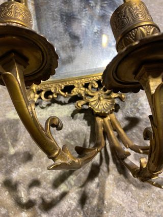 Espejo Candelabro Bronce Antiguo