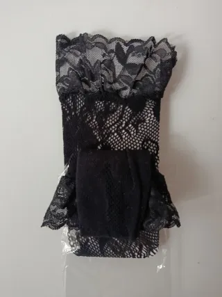 Set 2 paia gambaletti ricamati a rete