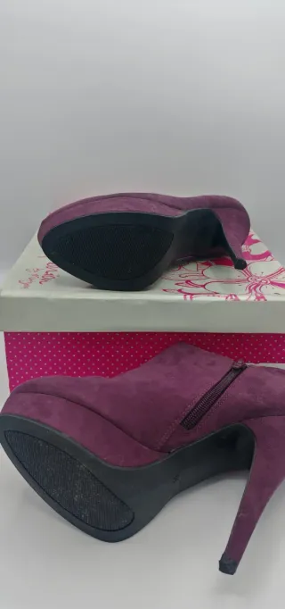 Botines tacón plataforma morados talla 39
