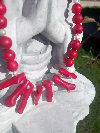 Collar Coral Barroco y Perlas