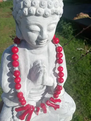 Collar Coral Barroco y Perlas