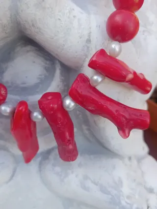 Collar Coral Barroco y Perlas