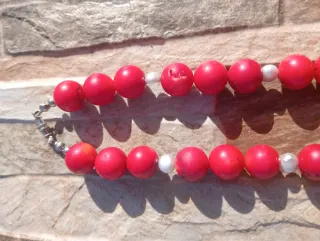 Collar Coral Barroco y Perlas