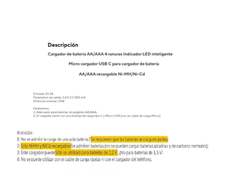 Cargador Baterías AA/AAA USB 4 Ranuras
